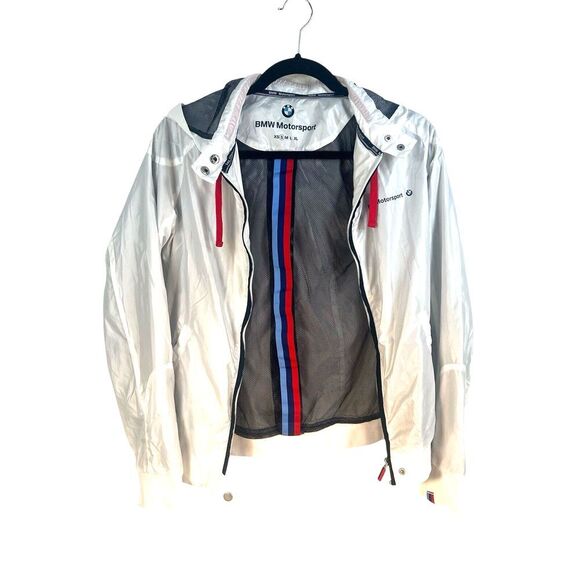 BMW‎ Motorsports Jacket Womens Small Full Zip Hooded M Series Racing Pockets - Picture 1 of 9
